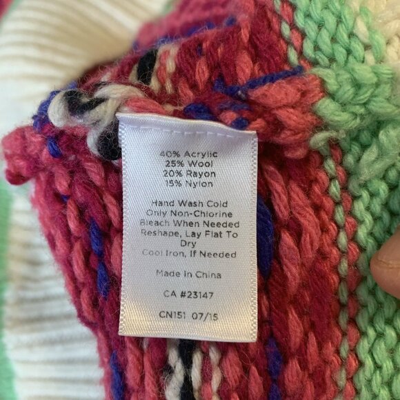 Talbots Women’s FAIR ISLE Wool Blend Sweater Medium Classic Cable Knit Nordic - Picture 5 of 7